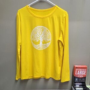 Yellow Long Sleeve Shirt with Tree Design